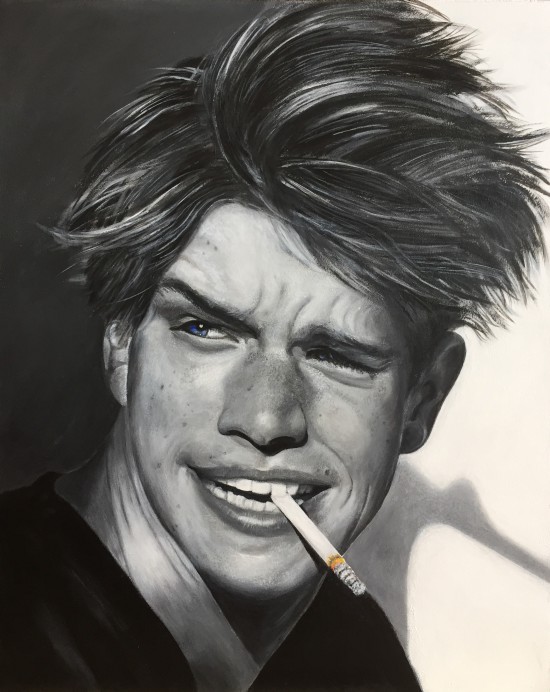 Matt Damon, 50 x 40 cm, acryl, te koop